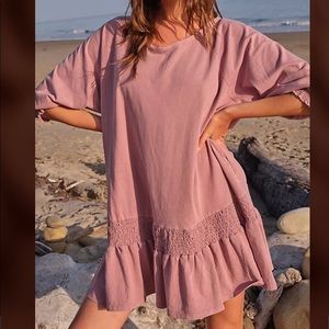 NWT Free People FP Beach Pink Dusty Rose Jenny Mini Dress S